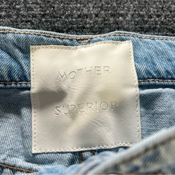 MOTHER Superior The Undercover Wide Leg Jeans Unripped Blue Wash Size 29 USA EUC - Picture 3 of 10